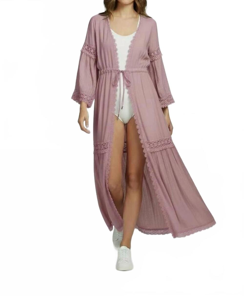 NEW ELAN tie-front coverup kimono in mauve